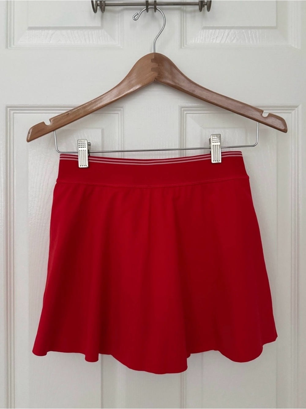 Athleta Red Circle Skirt with Striped Waistband